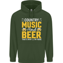 Country Music & Beer Thats Why Im Here Mens 80% Cotton Hoodie Forest Green