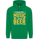 Country Music & Beer Thats Why Im Here Mens 80% Cotton Hoodie Irish Green