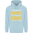 Country Music & Beer Thats Why Im Here Mens 80% Cotton Hoodie Light Blue