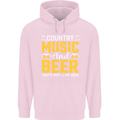 Country Music & Beer Thats Why Im Here Mens 80% Cotton Hoodie Light Pink