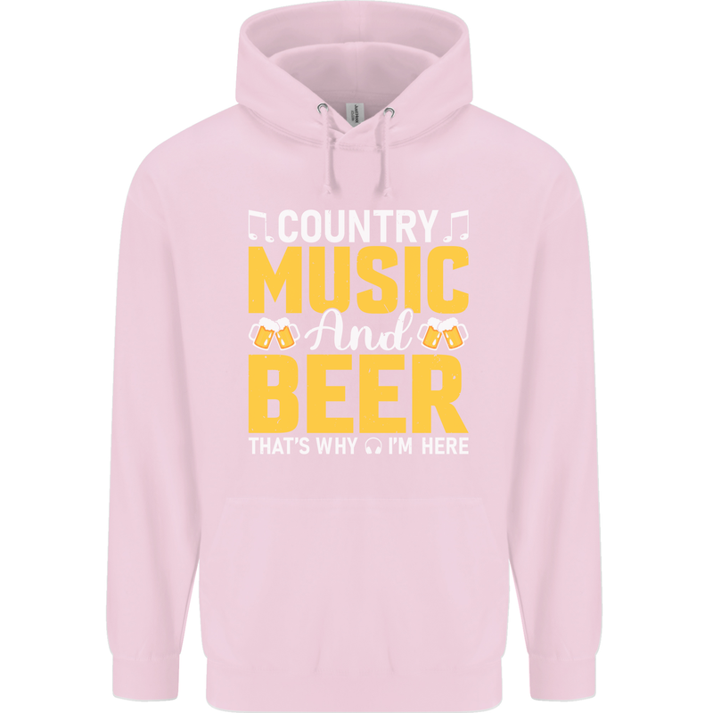 Country Music & Beer Thats Why Im Here Mens 80% Cotton Hoodie Light Pink