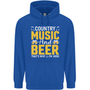 Country Music & Beer Thats Why Im Here Mens 80% Cotton Hoodie Royal Blue