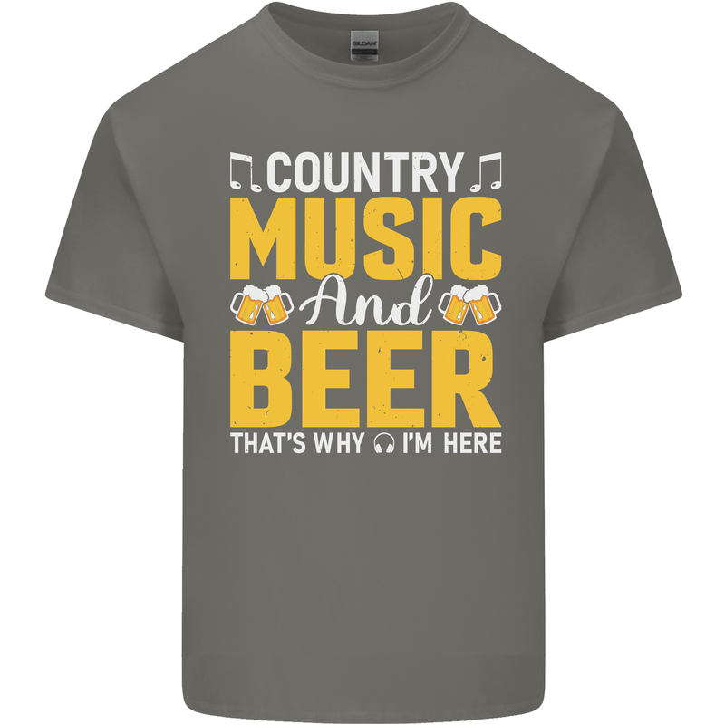 Country Music & Beer Thats Why Im Here Mens Cotton T-Shirt Tee Top Charcoal