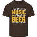 Country Music & Beer Thats Why Im Here Mens Cotton T-Shirt Tee Top Dark Chocolate