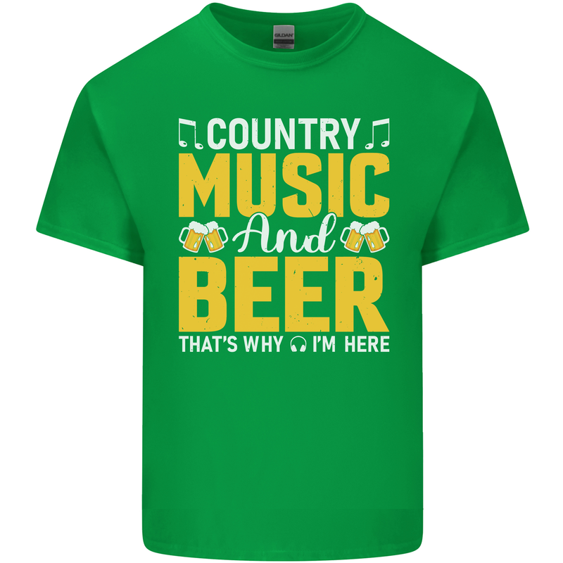 Country Music & Beer Thats Why Im Here Mens Cotton T-Shirt Tee Top Irish Green