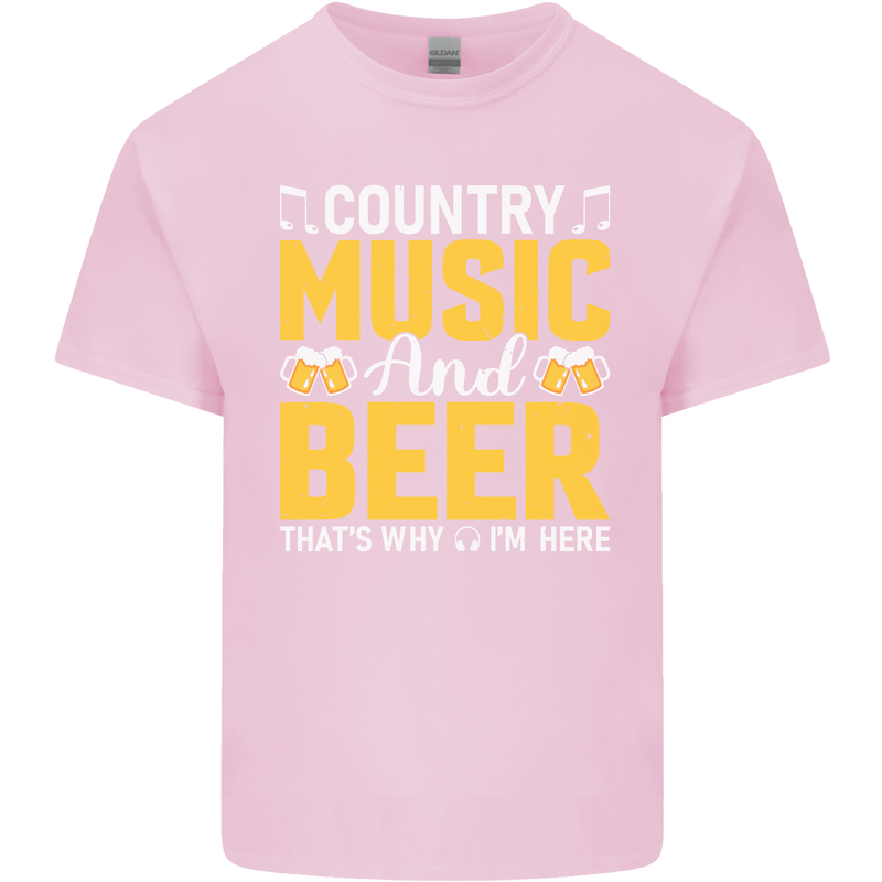 Country Music & Beer Thats Why Im Here Mens Cotton T-Shirt Tee Top Light Pink