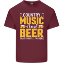 Country Music & Beer Thats Why Im Here Mens Cotton T-Shirt Tee Top Maroon