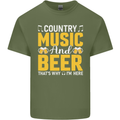 Country Music & Beer Thats Why Im Here Mens Cotton T-Shirt Tee Top Military Green