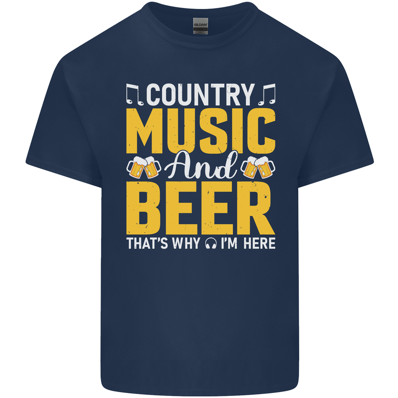 Country Music & Beer Thats Why Im Here Mens Cotton T-Shirt Tee Top Navy Blue