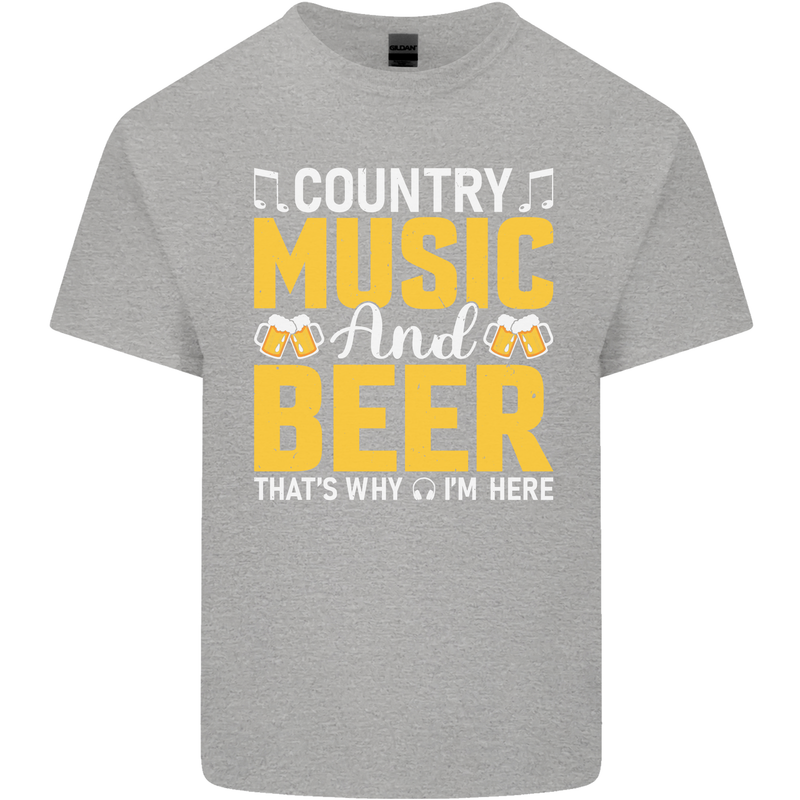 Country Music & Beer Thats Why Im Here Mens Cotton T-Shirt Tee Top Sports Grey