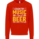 Country Music & Beer Thats Why Im Here Mens Sweatshirt Jumper Bright Red