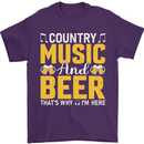 Country Music & Beer Thats Why Im Here Mens T-Shirt 100% Cotton Purple