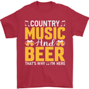 Country Music & Beer Thats Why Im Here Mens T-Shirt 100% Cotton Red