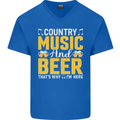 Country Music & Beer Thats Why Im Here Mens V-Neck Cotton T-Shirt Royal Blue