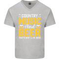 Country Music & Beer Thats Why Im Here Mens V-Neck Cotton T-Shirt Sports Grey
