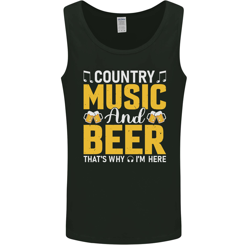 Country Music & Beer Thats Why Im Here Mens Vest Tank Top Black