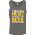 Country Music & Beer Thats Why Im Here Mens Vest Tank Top Charcoal