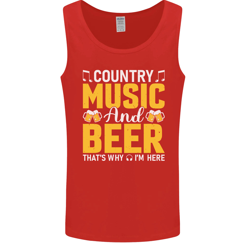 Country Music & Beer Thats Why Im Here Mens Vest Tank Top Red