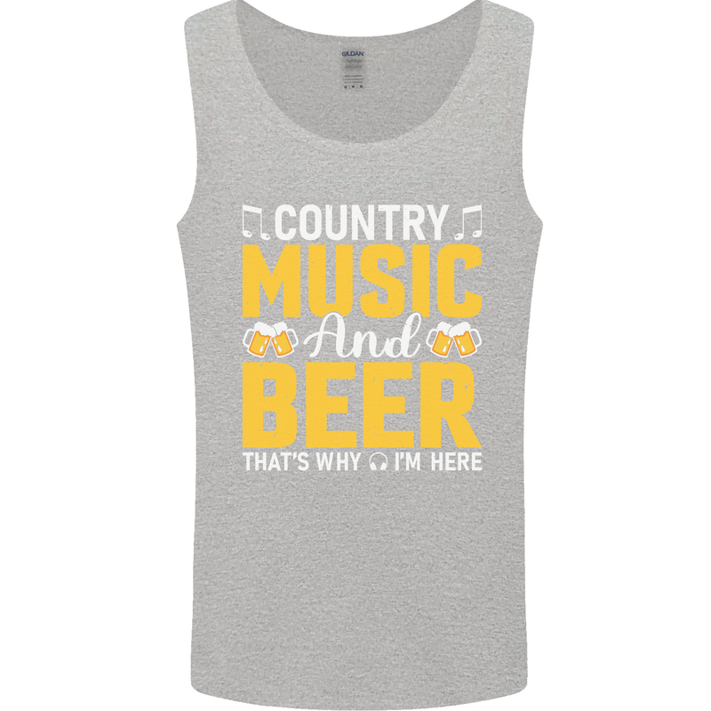 Country Music & Beer Thats Why Im Here Mens Vest Tank Top Sports Grey