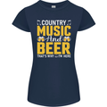 Country Music & Beer Thats Why Im Here Womens Petite Cut T-Shirt Navy Blue