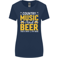 Country Music & Beer Thats Why Im Here Womens Wider Cut T-Shirt Navy Blue