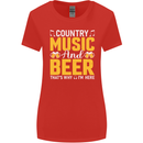 Country Music & Beer Thats Why Im Here Womens Wider Cut T-Shirt Red