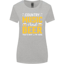 Country Music & Beer Thats Why Im Here Womens Wider Cut T-Shirt Sports Grey