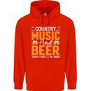 Country Music and Beer Thats Why Im Here Childrens Kids Hoodie Bright Red