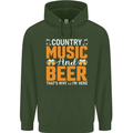 Country Music and Beer Thats Why Im Here Childrens Kids Hoodie Forest Green