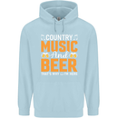 Country Music and Beer Thats Why Im Here Childrens Kids Hoodie Light Blue