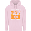 Country Music and Beer Thats Why Im Here Childrens Kids Hoodie Light Pink