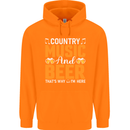 Country Music and Beer Thats Why Im Here Childrens Kids Hoodie Orange