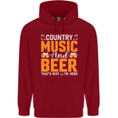 Country Music and Beer Thats Why Im Here Childrens Kids Hoodie Red
