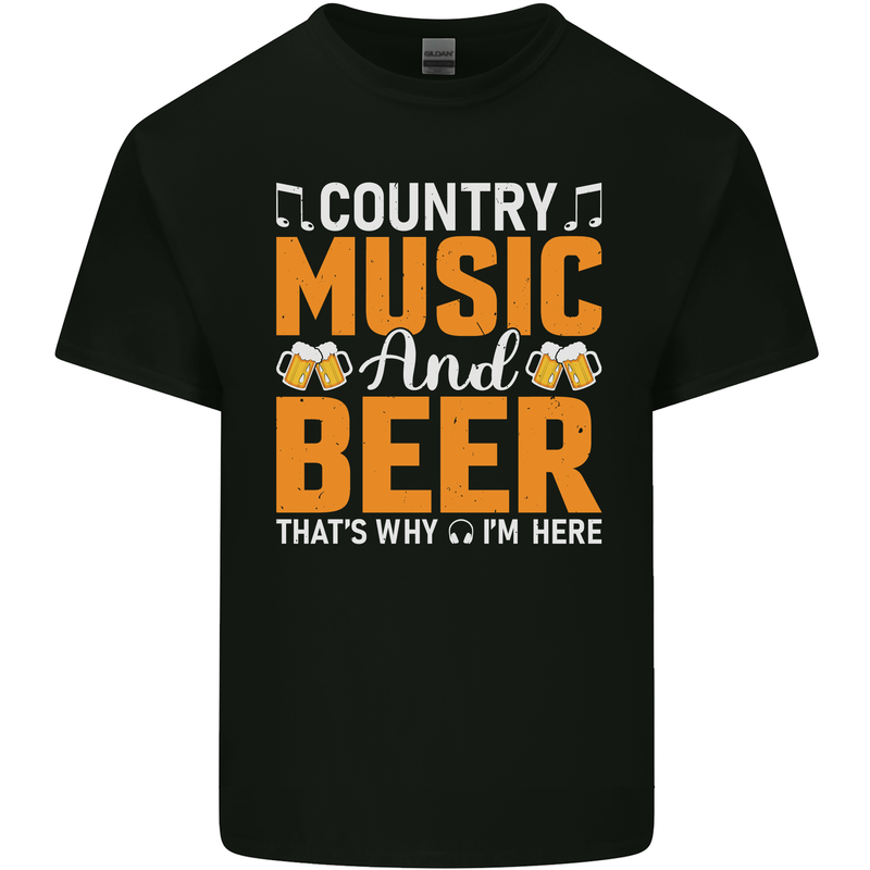 Country Music and Beer Thats Why Im Here Kids T-Shirt Childrens Black