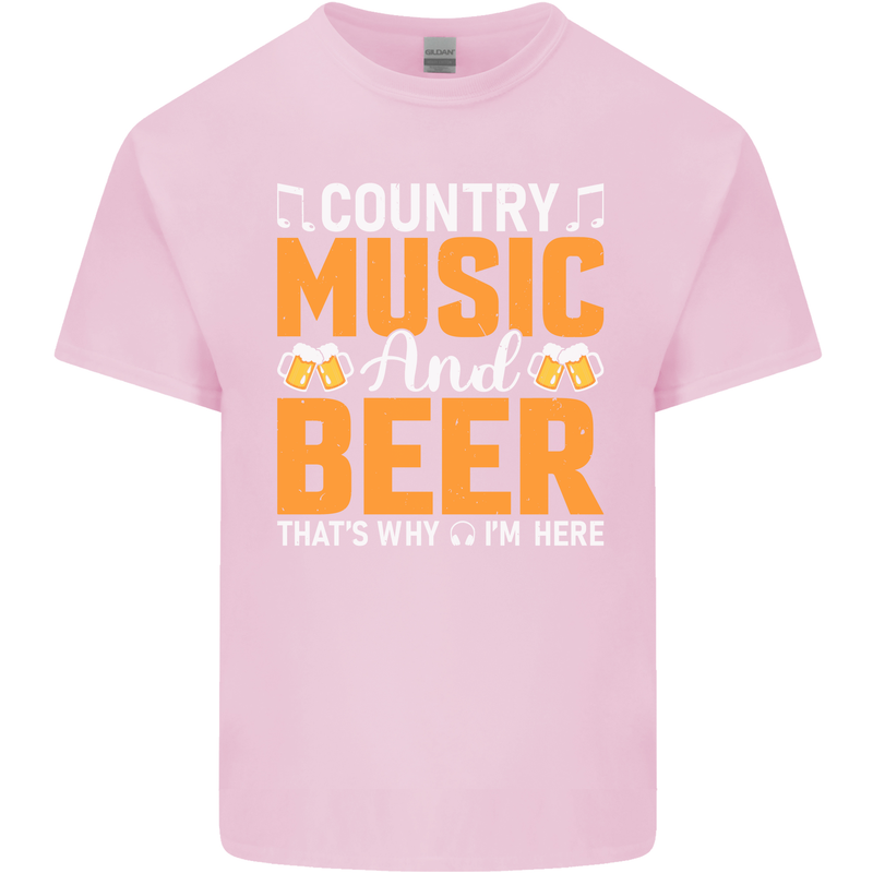 Country Music and Beer Thats Why Im Here Kids T-Shirt Childrens Light Pink