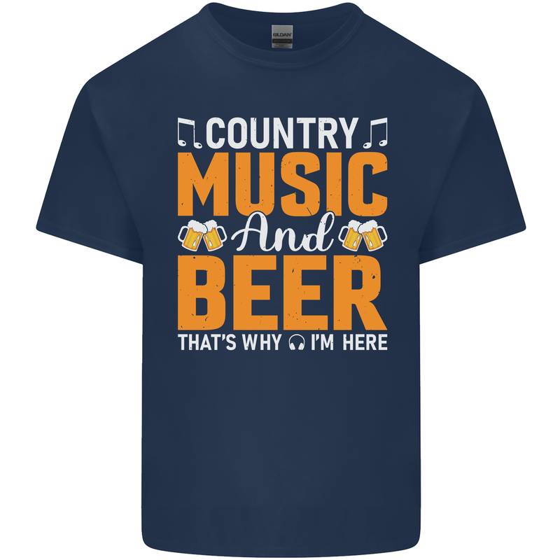 Country Music and Beer Thats Why Im Here Kids T-Shirt Childrens Navy Blue