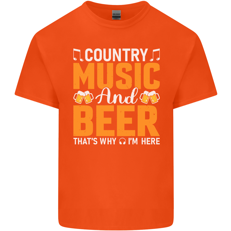 Country Music and Beer Thats Why Im Here Kids T-Shirt Childrens Orange