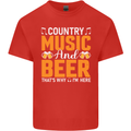 Country Music and Beer Thats Why Im Here Kids T-Shirt Childrens Red