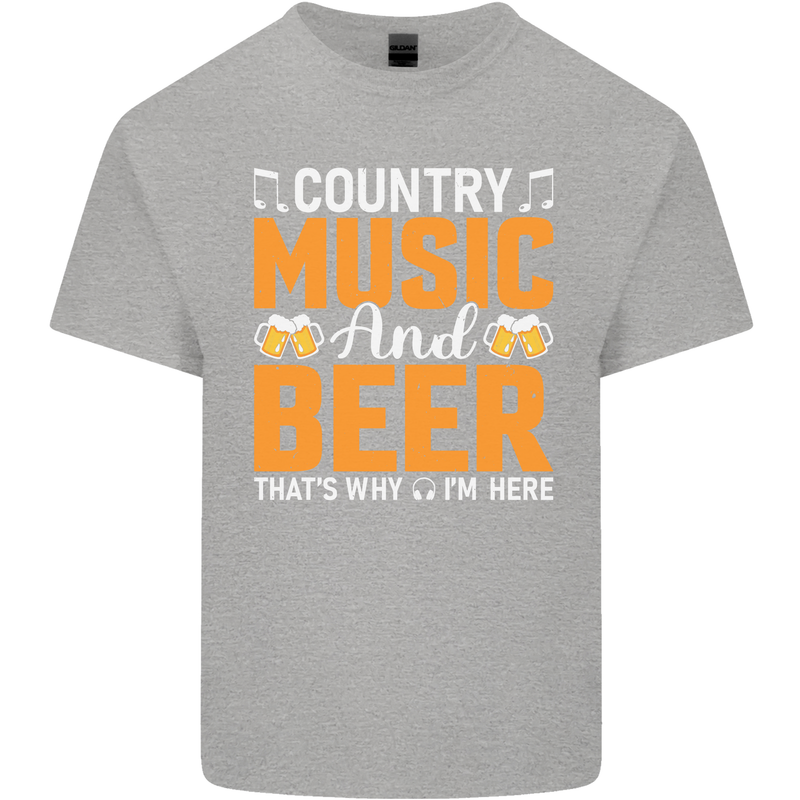 Country Music and Beer Thats Why Im Here Kids T-Shirt Childrens Sports Grey
