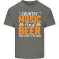 Country Music and Beer Thats Why Im Here Mens Cotton T-Shirt Tee Top Charcoal