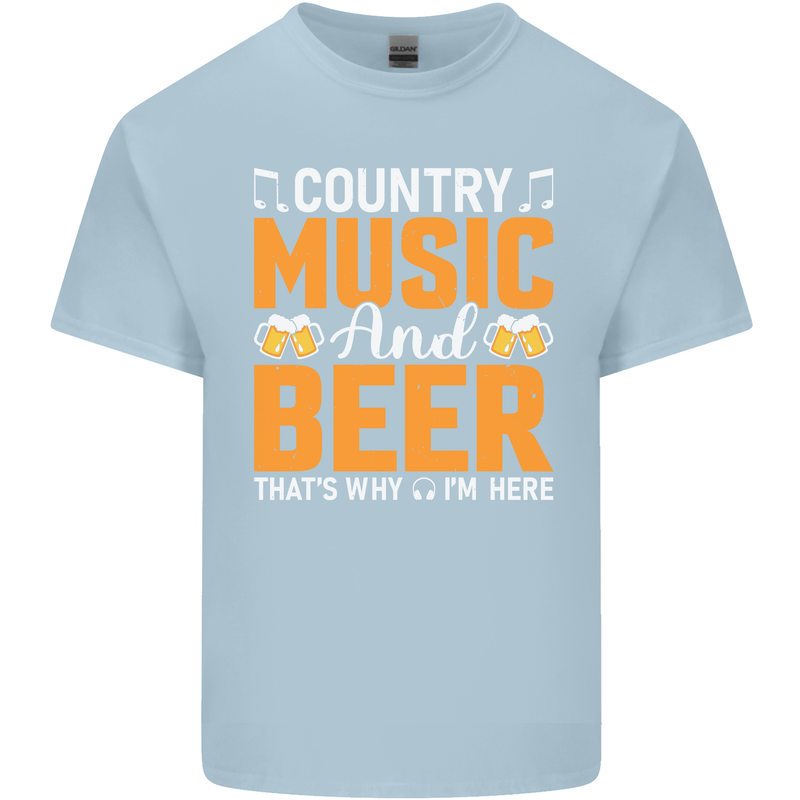 Country Music and Beer Thats Why Im Here Mens Cotton T-Shirt Tee Top Light Blue