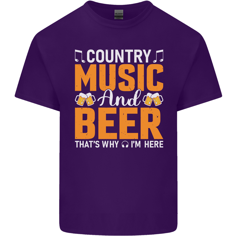 Country Music and Beer Thats Why Im Here Mens Cotton T-Shirt Tee Top Purple