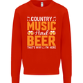 Country Music and Beer Thats Why Im Here Mens Sweatshirt Jumper Bright Red