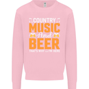 Country Music and Beer Thats Why Im Here Mens Sweatshirt Jumper Light Pink