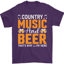 Country Music and Beer Thats Why Im Here Mens T-Shirt 100% Cotton Purple