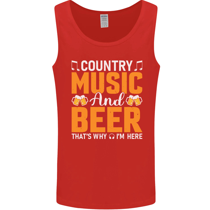 Country Music and Beer Thats Why Im Here Mens Vest Tank Top Red