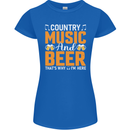 Country Music and Beer Thats Why Im Here Womens Petite Cut T-Shirt Royal Blue