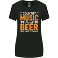 Country Music and Beer Thats Why Im Here Womens Wider Cut T-Shirt Black