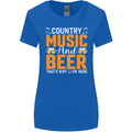 Country Music and Beer Thats Why Im Here Womens Wider Cut T-Shirt Royal Blue