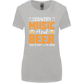 Country Music and Beer Thats Why Im Here Womens Wider Cut T-Shirt Sports Grey